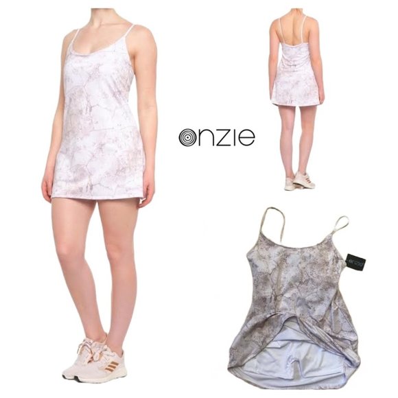 NWT $79 ONZIE Women Active Dress w Built-in Leotard in Alabaster Tennis Yoga Run - Picture 1 of 8